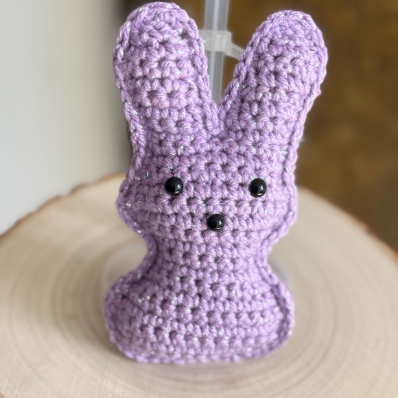 Handmade Crochet Bunny Peep Light lavender sparkle Amigurumi Easter Gift - Picture 7 of 7